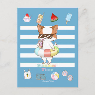 Sommerzeit Bleib Cool Mochi und Sommerartikel Postkarte