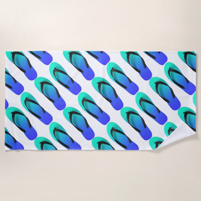 Sommerzeit Blue Flip Flops Strandtuch (Vorderseite)