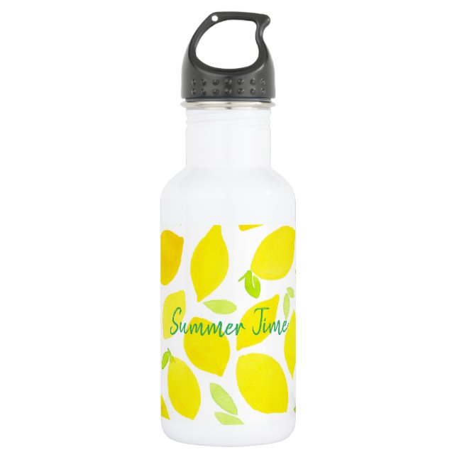 Sommerzeit bunt Sommerzitronengelb Edelstahlflasche (Vorderseite)