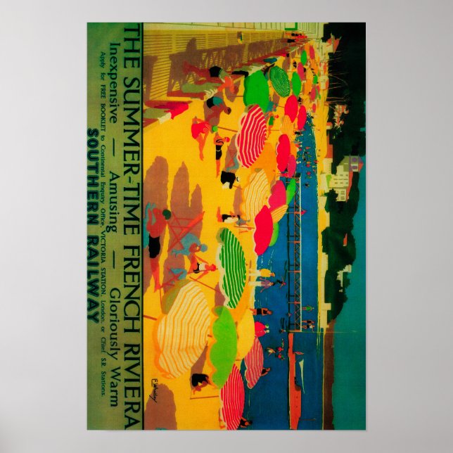 Sommerzeit Côte d'Azur Vintages Poster Europa (Vorne)