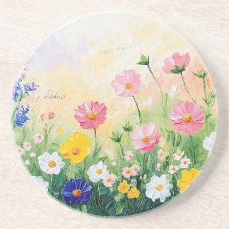 Sommerzeit. Farbige Blumen. Kunst. Sandstein Getränkeuntersetzer