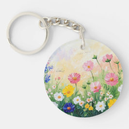 Sommerzeit. Farbige Blumen. Kunst. Schlüsselanhänger
