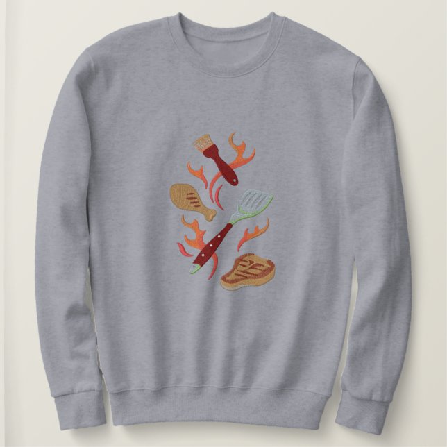Sommerzeit GRILLEN Besticktes Sweatshirt (Design vorne)