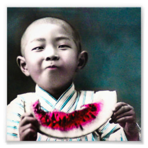 Sommerzeit im alten Japan Vintage Wassermelone Fotodruck