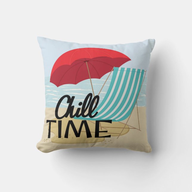 Sommerzeit Kill Time am Beach Throw Kissen (Vorderseite)