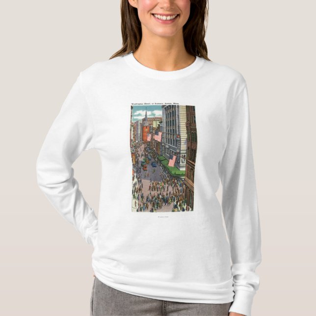 Sommerzeit-Mengen auf Washington-Straße T-Shirt (Vorderseite)