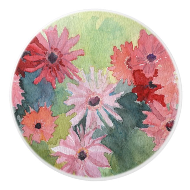 Sommerzeit-rosa und grüner Keramik-Griff Keramikknauf (Vorderseite)