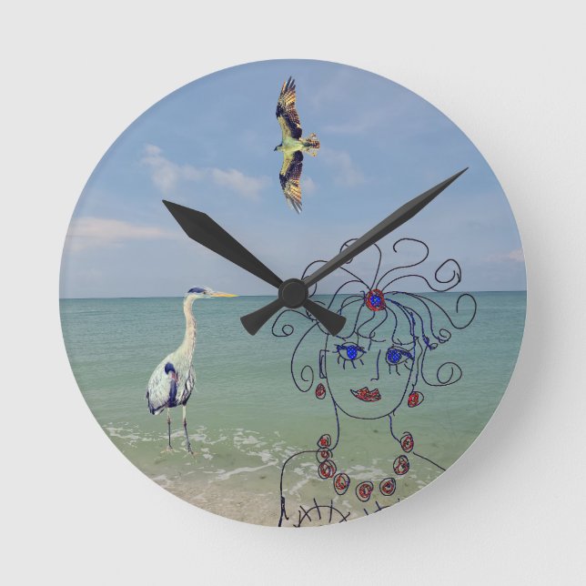 Sommerzeit Runde Wanduhr (Vorderseite)