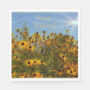 Sommerzeit Schwarz-Mit Augen-Susans Serviette