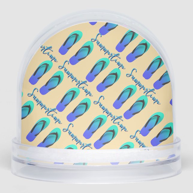 Sommerzeit Sommerzeit Blue Flip Flops Schneekugeln (Vorderseite)