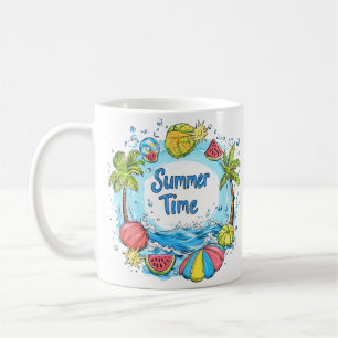 Sommerzeit - Sommerzeit Strand Illustration Kaffeetasse