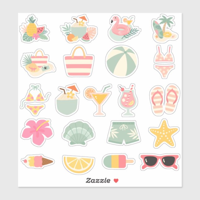 Sommerzeit Splendor- Strand und Sommer Inspiriert Aufkleber (Blatt)