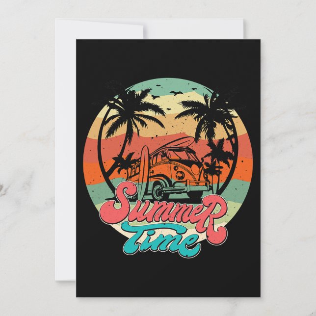 Sommerzeit Surf Funny Beach Familienurlaub Match Einladung (Vorderseite)