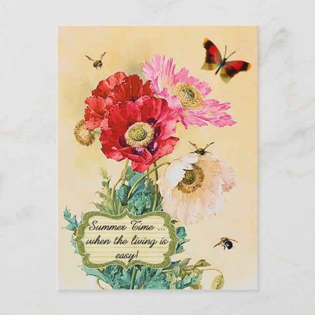 Sommerzeit Vintage Blumenpopulationen Postkarte (Vorderseite)