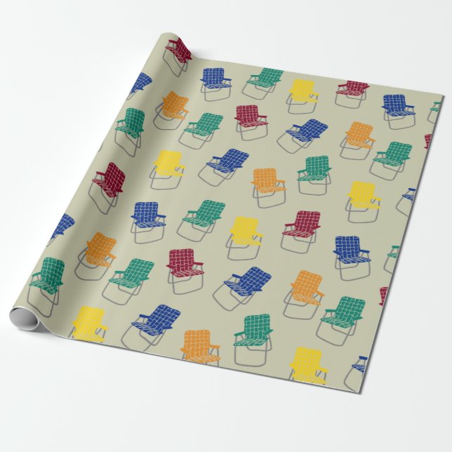 Sommerzeit Vintage Klappstühle Gemustert Geschenkpapier (Ungerollt)