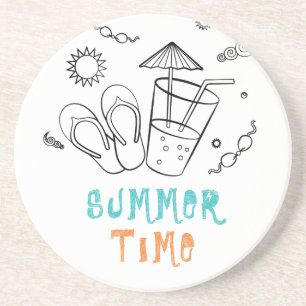Sommerzeitvibes von Sonne & Urlaub, Skizze Kunst Getränkeuntersetzer