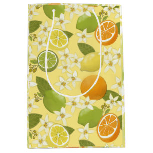 Sommerzitrus und Blüten Geschenktasche Mittlere Geschenktüte