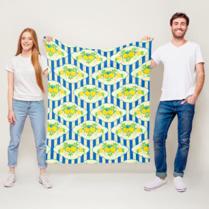 Sommige blaue und gelbe Zitronen Blumenmuster Fleecedecke