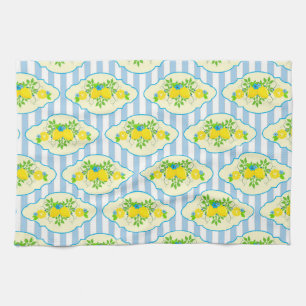 Sommige blaue und gelbe Zitronen Blumenmuster Geschirrtuch