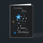 Son 18. Geburtstag Star Inspirational Blau & Schwa Karte<br><div class="desc">Diese schwarze Karte ist eine,  die Ihrem Sohn eine inspirierend Botschaft vermitteln würde,  sobald er seinen bevorstehenden 18. Geburtstag feiert. Bereits jetzt können Sie eine Kopie davon bekommen,  damit Sie ihm geben können,  wenn dieser besondere Tag kommt.</div>