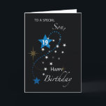 Son 19. Geburtstag Star Inspirational Blau & Schwa Karte<br><div class="desc">Ihr lieber Sohn wird definitiv Liebe haben,  diese Karte von Ihnen zu bekommen für seinen nächsten 19. Geburtstag. Teilen Sie ihm eine inspirierend Botschaft mit,  die er sicher nie vergessen wird. Wofür warte du dich jetzt eine Kopie davon.</div>