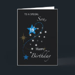 Son 19. Geburtstag Star Inspirational Blau & Schwa Karte<br><div class="desc">Ihr lieber Sohn wird definitiv Liebe haben,  diese Karte von Ihnen zu bekommen für seinen nächsten 19. Geburtstag. Teilen Sie ihm eine inspirierend Botschaft mit,  die er sicher nie vergessen wird. Wofür warte du dich jetzt eine Kopie davon.</div>