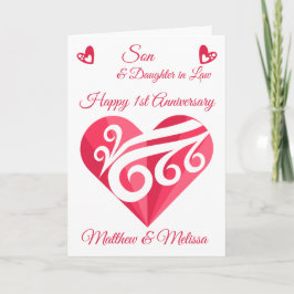 Son 1. Hochzeit Jubiläum Pink Heart Karte