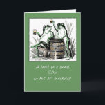 Son 21. Geburtstag Frogs Toasting mit Bier Karte<br><div class="desc">Bis 21 Jahre! Die Toads können sich gut amüsieren,  wenn sie den Geburtstag Ihres Sohnes feiern. Vintage Bild mit freundlicher Genehmigung von Clipart.</div>