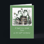Son 60. Geburtstag Frogs Toasting mit Bier Karte<br><div class="desc">Hier! Zeit für einen Toast zu Ihrem Sohn an seinem 60. Geburtstag! Feiern Sie mit dieser humorvollen Froschkarte in Grün. Vintage Bild mit freundlicher Genehmigung von Clipart.</div>