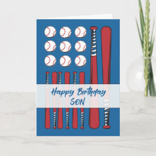 Son Baseball Flag Birthday Red White Blue Karte