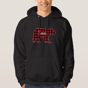 Son Bear Red Kariert Family Matching Weihnachten P Hoodie