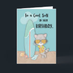 Son Birthday Beach Cool Raccoon in Sonnenbrille Karte<br><div class="desc">Schauen Sie sich nur den coolen Racon an,  der Sie coolen Sohn zu seinem Geburtstag begrüßt. Aber bevor diese Sonnenbrille mit Racon tun kann,  sollten Sie eine Kopie dieser Karte erhalten,  um Ihrem Sohn bei der Feier seines besonderen Tages zu geben.</div>