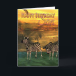 Son Birthday Card Zebras in Water Karte<br><div class="desc">Son Birthday Card Zebras in Water</div>