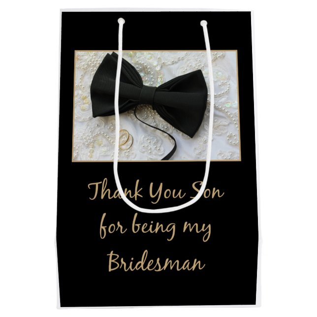 Son Bridesman vielen Dank Mittlere Geschenktüte (Rückseite)