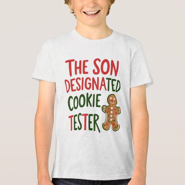 Son Designated Cookie Tester Weihnachten Tri-Blend Shirt (Vorderseite)