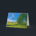 Son, eine Landschaft der Pastorale Karte<br><div class="desc">Ein ruhiges Gemälde, das Landschaftsfelder zeigt. Pferde und Schafe grasen friedlich unter einem Baum, die Sonne singt von einem blauen Himmel mit flauschigen weißen Wolken. Das Bild zeigt den Lake District in Großbritannien. Copyright Norma Cornes</div>