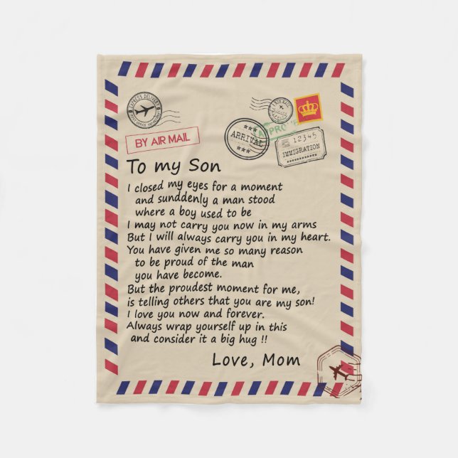 Son-Geschenk| Brief an meine Sohn Liebe aus der Ma Fleecedecke (Vorderseite)