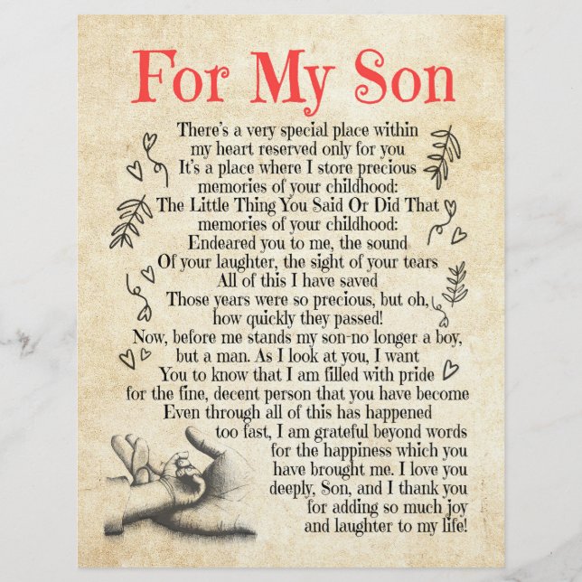 Son-Geschenk| Für meinen Sohn danke, dass Sie so v Briefbogen (Vorderseite)