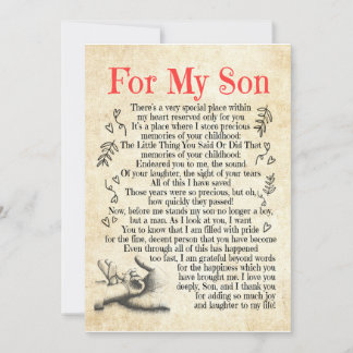 Son-Geschenk| Für meinen Sohn danke, dass Sie so v Einladung