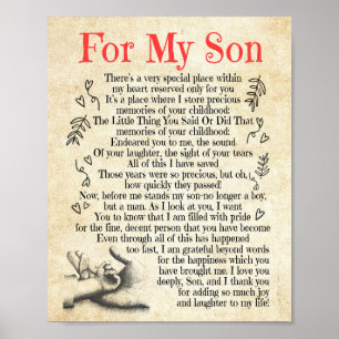 Son-Geschenk Für meinen Sohn danke, dass Sie so v Poster