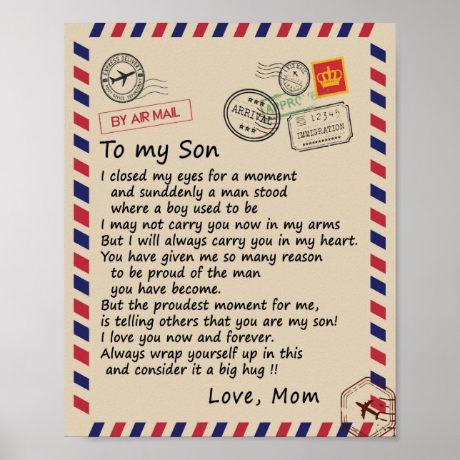 Son Gift | Brief an meine Sohn Liebe aus der Mama Poster (Vorne)