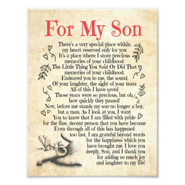 Son Gift | Mein Sohn danke Ihnen, dass Sie so viel Fotodruck (Vorne)