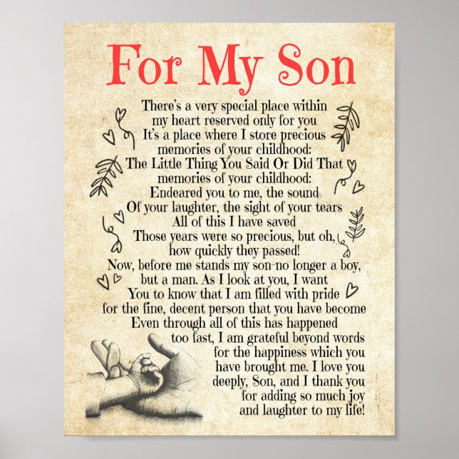 Son Gift | Mein Sohn danke Ihnen, dass Sie so viel Poster (Vorne)