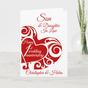 Son Happy 1. Hochzeitstag Karte