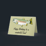 Son Happy Birthday: Regenbogenforelle Karte<br><div class="desc">Diese Karte ist für einen Sohn,  der Lieben angeln. Für die passenden Artikel geben Sie "Pinguincornerstore Foreut" in die Zazzle Suche Bar.</div>