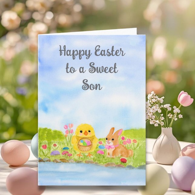 Son Happy Easter Baby Chick  Karte (Von Creator hochgeladen)