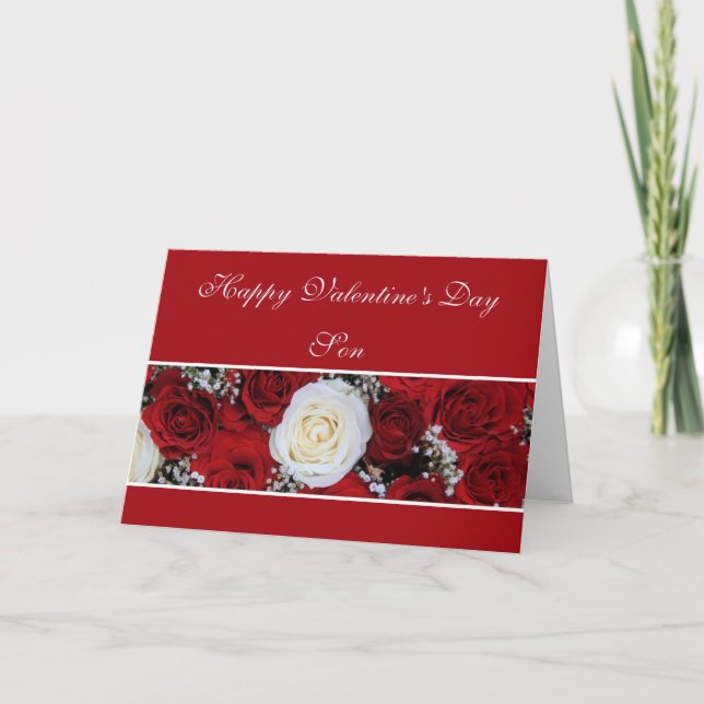 Son Happy Valentine's Day Rose Feiertagskarte (Vorderseite)