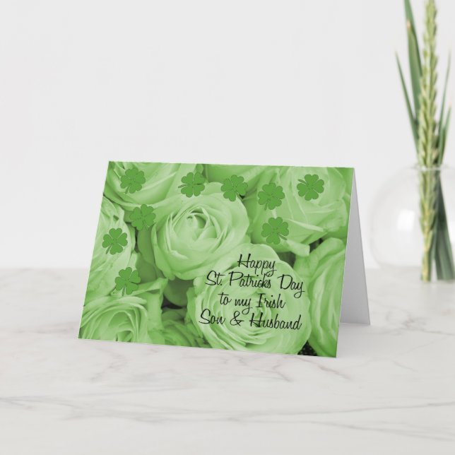 Son & Husband St. Patrick's Irish Rose Karte (Vorderseite)