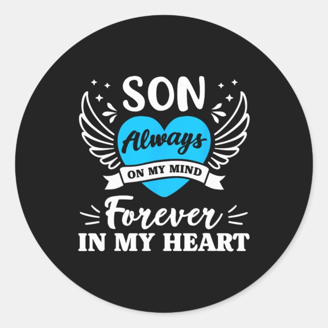 Son immer im Kopf, immer im Herzen im Kopf Runder Aufkleber (Vorderseite)