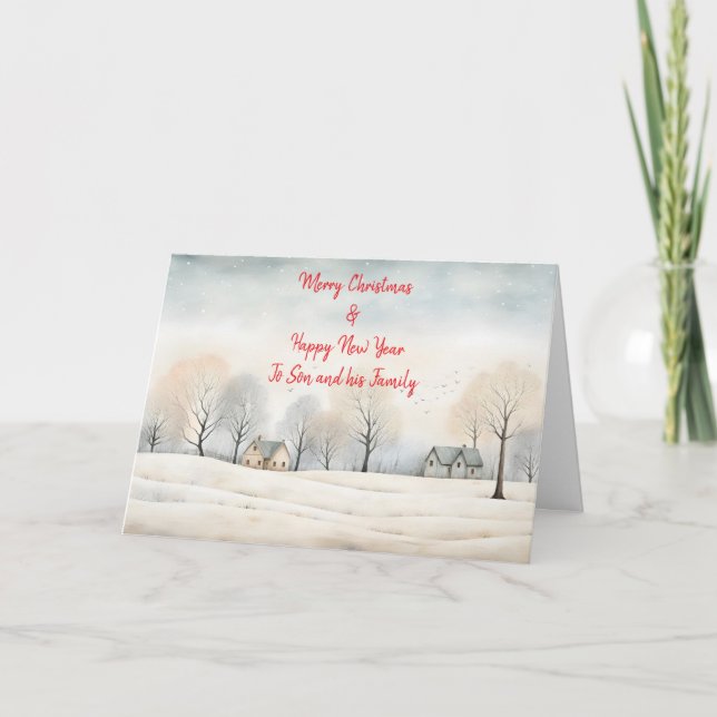 SON IN FAMILY LANDESSCENE CHRISTMAS CARD DANKESKARTE (Vorderseite)